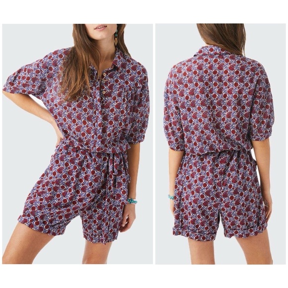 XiRENA Grady Romper Nichols Floral Cotton Belted - Picture 1 of 14